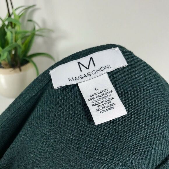 M Magaschoni Dolman Sleeve Thin Knit Sweater Top Green Bateau Pullover Size L - Picture 8 of 9